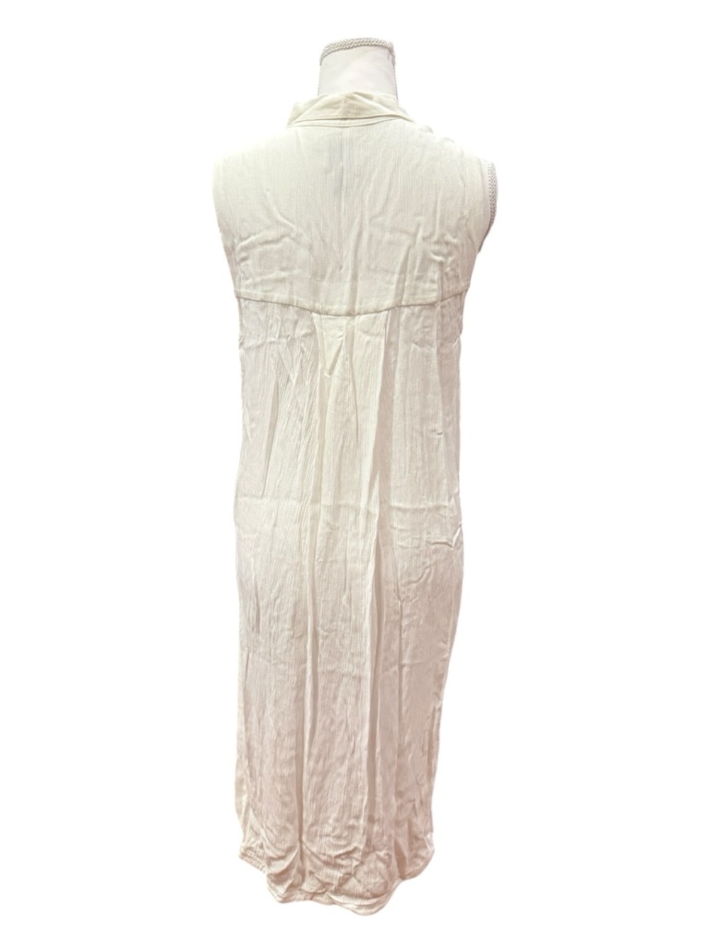 Anthropologie HD in Paris White Sleeveless Tunic Top XS Semi Sheer Button Front - Picture 5 of 11